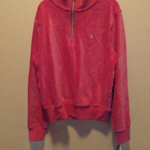 Girls Pink Quarter-Zip Sweater